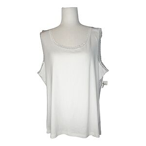 JM Collection White Boxy Sleeveless Tank Top
